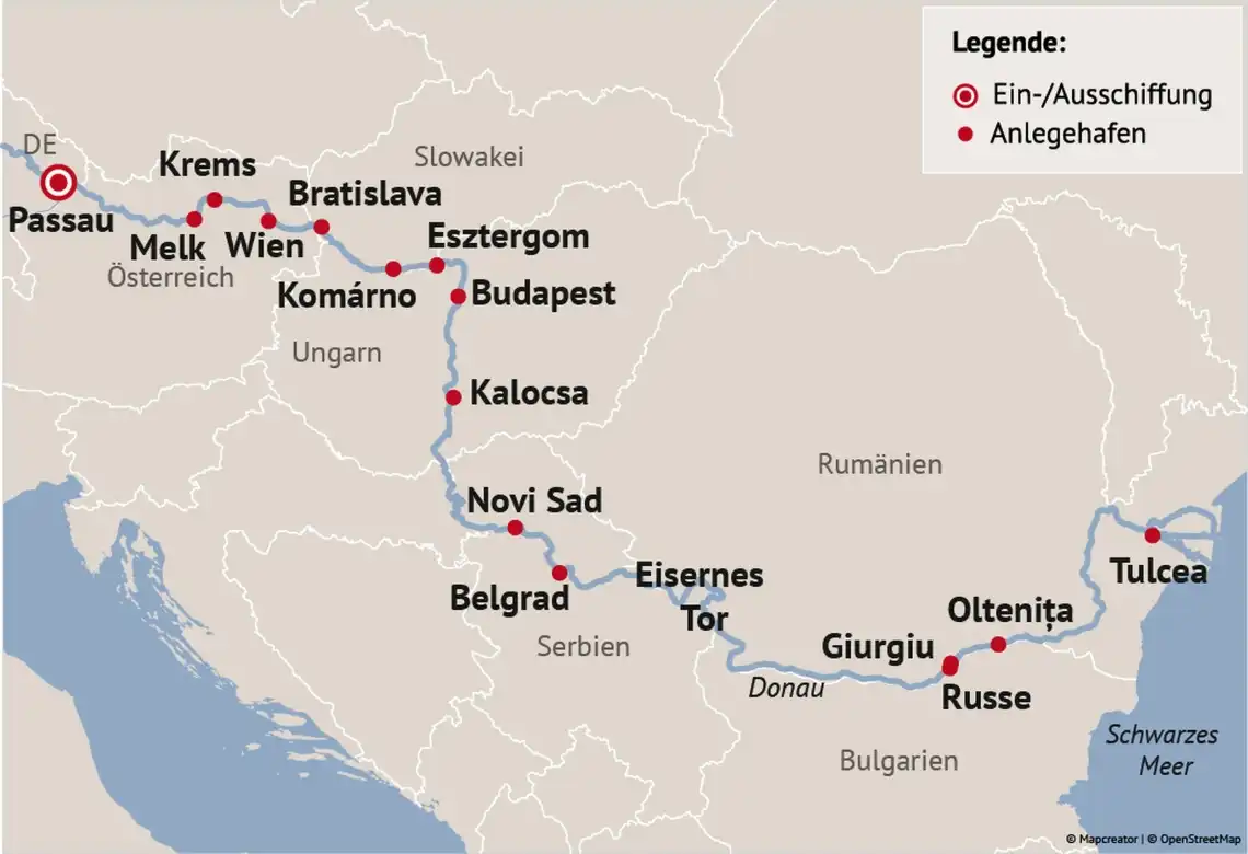 Aufnahme - Donaukreuzfahrt bis ins Delta