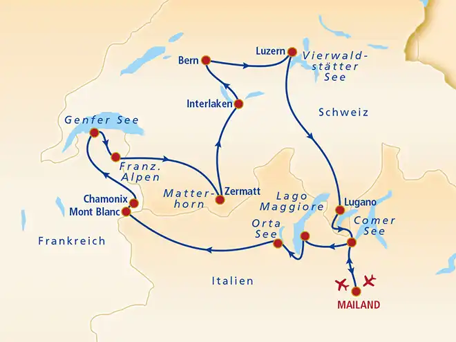 Aufnahme - ItalienfrankreichschweizÖsterreich Rundreise