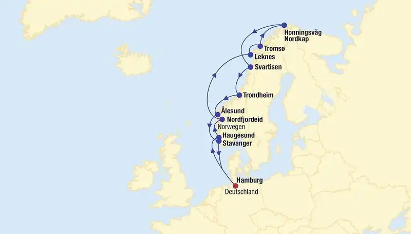 Aufnahme - Kreuzfahrt MS Hamburg Lofoten und Nordkap