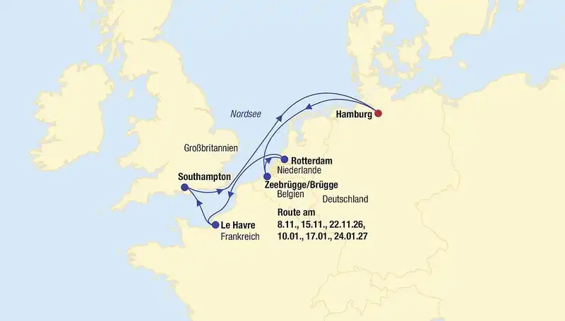 Aufnahme - Kreuzfahrt MSC Preziosa von Hamburg nach England
