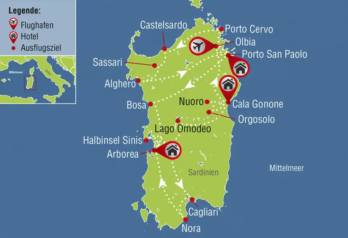 Aufnahme - Mietwagenrundreise Sardinien