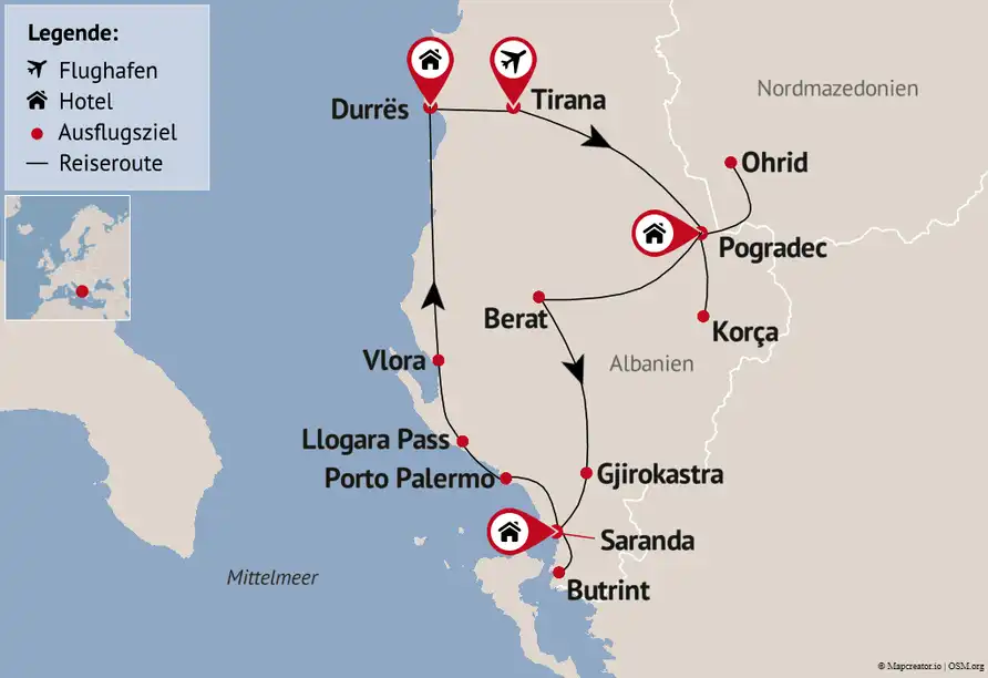 Aufnahme - Rundreise Albanien