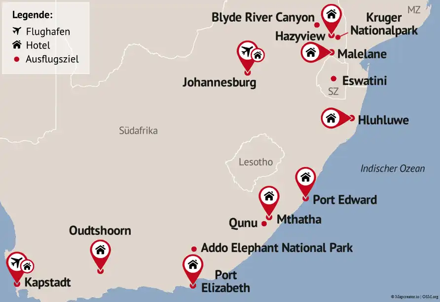 Aufnahme - Südafrika Rundreise