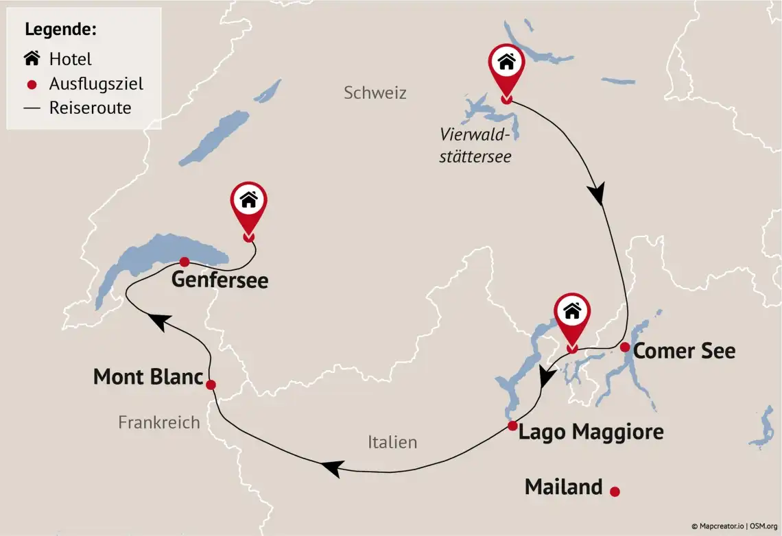 Aufnahme - Schweizitalienfrankreich Rundreise