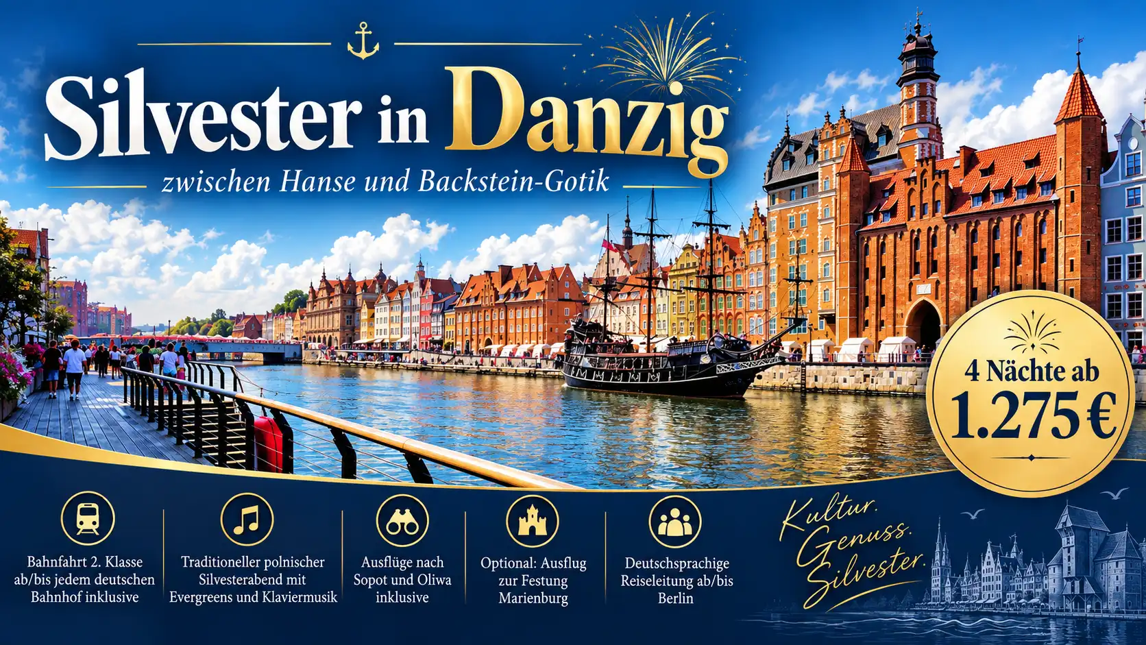 Silvester in Danzig Polen