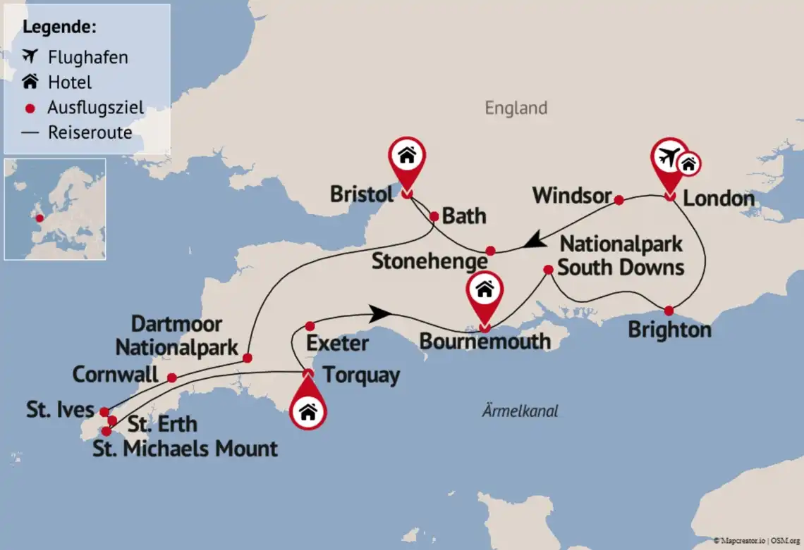 Aufnahme - Südengland Rundreise