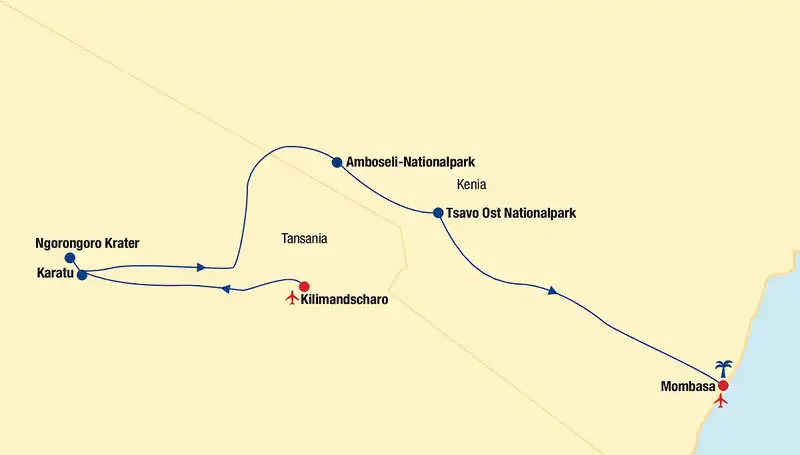 Ansicht - Tansania und Kenia Rundreise mit Baden