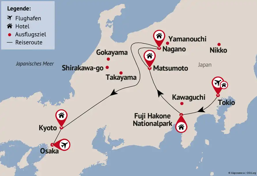 Aufnahme - Rundreise Japan