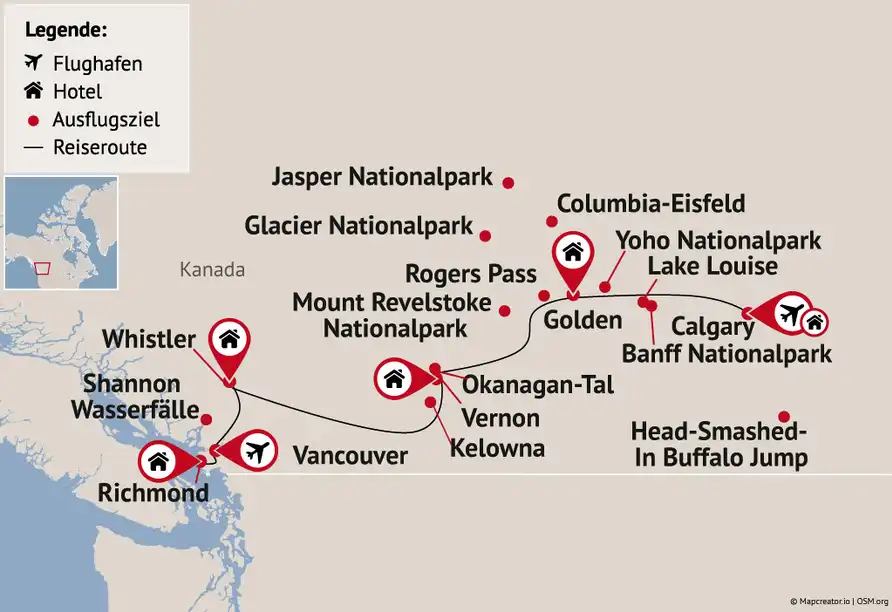 Ansicht - West-Kanada-Rundreise 11-tägige Flugreise